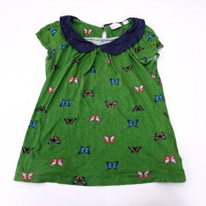 ANTHROPOLOGIE Postmark Peter-Pan Collared Tee Top XS Butterfly Print